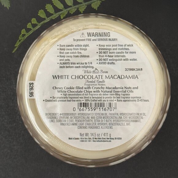 BBW White Chocolate Macadamia White Barn Bath & Body Works 3 Wick Candle - Picture 10 of 10